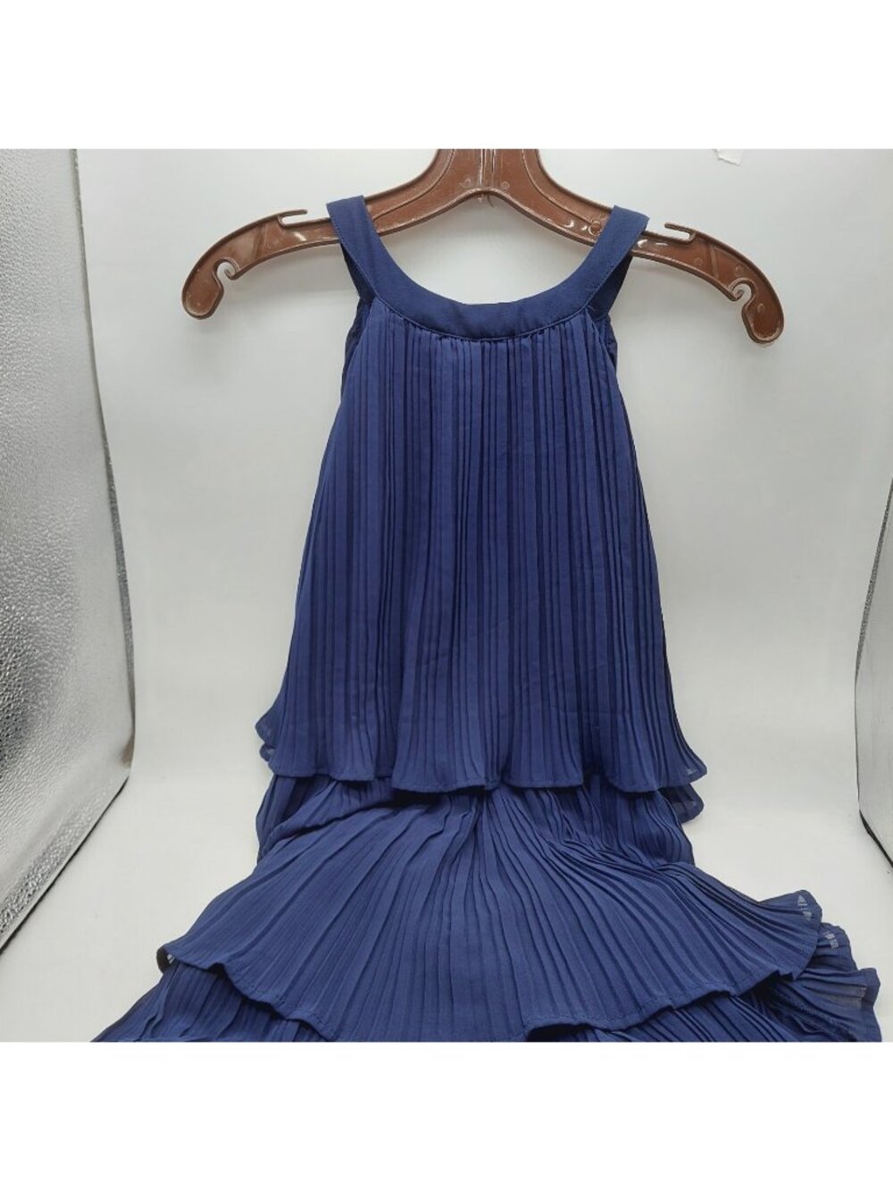 Zesica Womens Tiered Maxi Dress Blue Size Large Layered Sleeveless Halter
